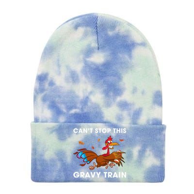 CanT Stop This Gravy Train Funny Turkey Bowl Football Gift Tie Dye 12in Knit Beanie