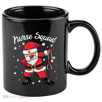 Christmas Scrub Tops Women Dabbing Santa Scrubs Nurse Squad 11oz C Handle Ceramic Mug