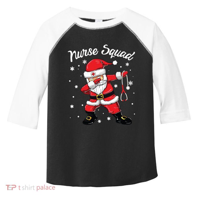 Christmas Scrub Tops Women Dabbing Santa Scrubs Nurse Squad Toddler Fine Jersey T-Shirt
