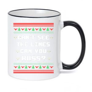 Cant See The Lines Can You Russ Ugly Christmas 11oz Black Color Changing Mug