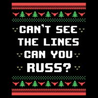 Cant See The Lines Can You Russ Ugly Christmas Flexfit Unipanel Trucker Cap