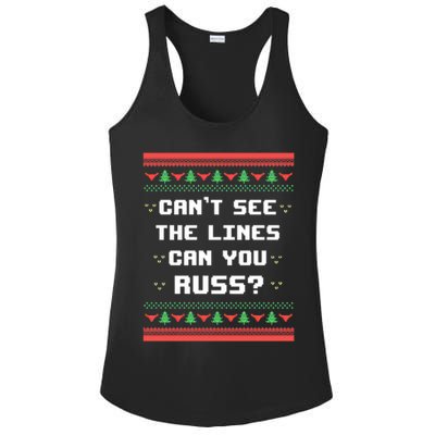 Cant See The Lines Can You Russ Ugly Christmas Ladies PosiCharge Competitor Racerback Tank