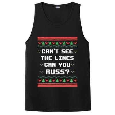 Cant See The Lines Can You Russ Ugly Christmas PosiCharge Competitor Tank