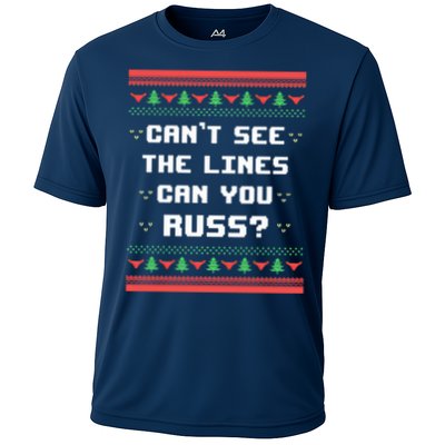 Cant See The Lines Can You Russ Ugly Christmas Performance Shirt