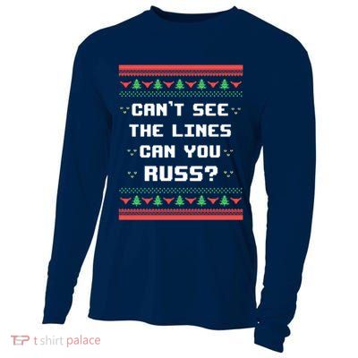 Cant See The Lines Can You Russ Ugly Christmas Cooling Performance Long Sleeve Crew