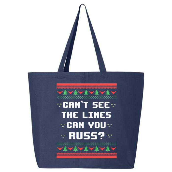 Cant See The Lines Can You Russ Ugly Christmas 25L Jumbo Tote