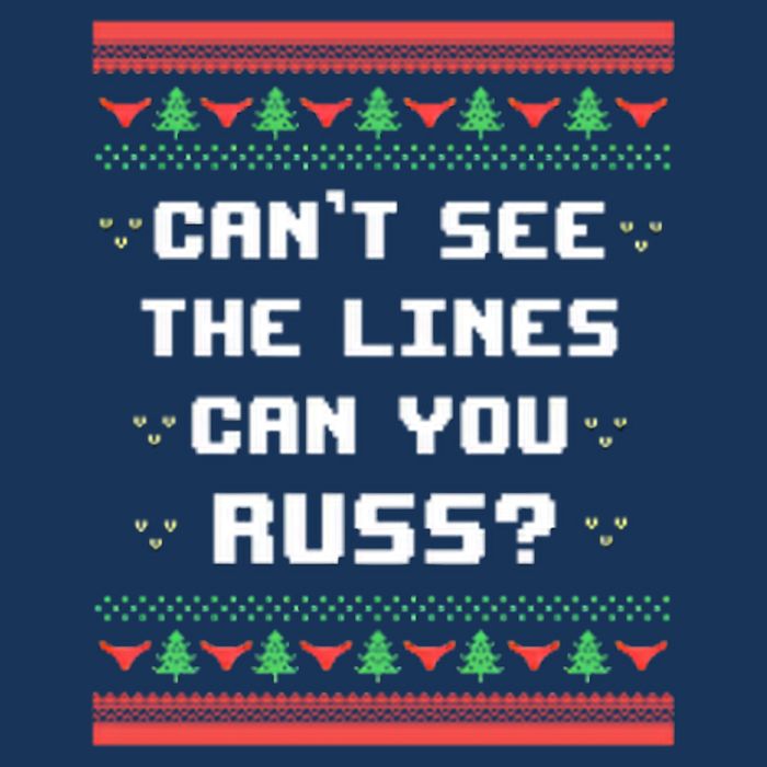 Cant See The Lines Can You Russ Ugly Christmas 25L Jumbo Tote