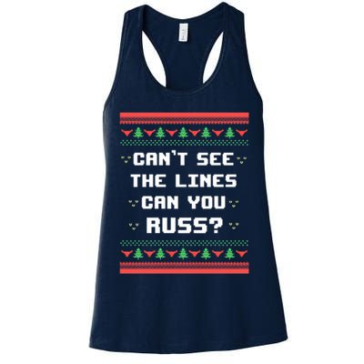 Cant See The Lines Can You Russ Ugly Christmas Womens Tank Top