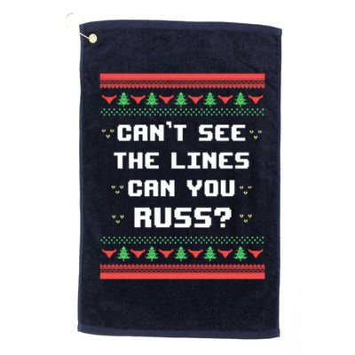 Cant See The Lines Can You Russ Ugly Christmas Golf Towel