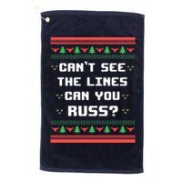 Cant See The Lines Can You Russ Ugly Christmas Golf Towel