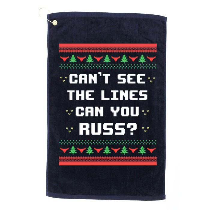 Cant See The Lines Can You Russ Ugly Christmas Golf Towel