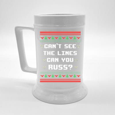 Cant See The Lines Can You Russ Ugly Christmas Beer Stein