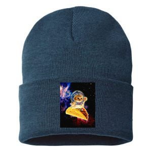 Crazy Space Taco Cat Funny V2 Sustainable Knit Beanie