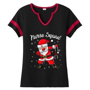 Christmas Scrub Tops Dabbing Santa Scrubs Nurse Squad Ladies Halftime Notch Neck Tee