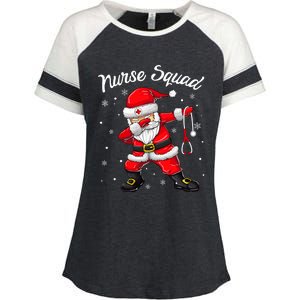 Christmas Scrub Tops Dabbing Santa Scrubs Nurse Squad Enza Ladies Jersey Colorblock Tee