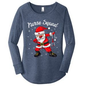 Christmas Scrub Tops Dabbing Santa Scrubs Nurse Squad Women's Perfect Tri Tunic Long Sleeve Shirt