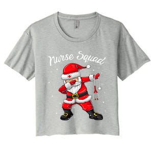 Christmas Scrub Tops Dabbing Santa Scrubs Nurse Squad Women's Crop Top Tee