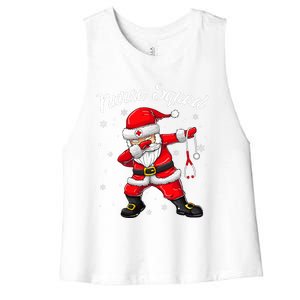 Christmas Scrub Tops Dabbing Santa Scrubs Nurse Squad Women's Racerback Cropped Tank