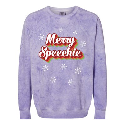 Cute Speech Therapist Christmas Retro Merry Speechie Holiday Funny Gift Colorblast Crewneck Sweatshirt