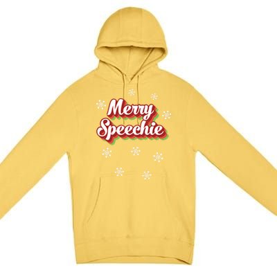 Cute Speech Therapist Christmas Retro Merry Speechie Holiday Funny Gift Premium Pullover Hoodie