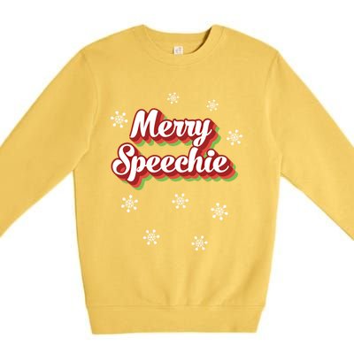 Cute Speech Therapist Christmas Retro Merry Speechie Holiday Funny Gift Premium Crewneck Sweatshirt