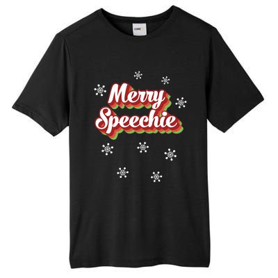 Cute Speech Therapist Christmas Retro Merry Speechie Holiday Funny Gift Tall Fusion ChromaSoft Performance T-Shirt