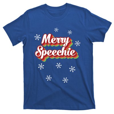 Cute Speech Therapist Christmas Retro Merry Speechie Holiday Funny Gift T-Shirt