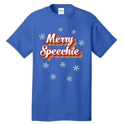 Cute Speech Therapist Christmas Retro Merry Speechie Holiday Funny Gift Tall T-Shirt