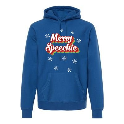 Cute Speech Therapist Christmas Retro Merry Speechie Holiday Funny Gift Premium Hoodie