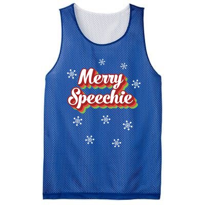 Cute Speech Therapist Christmas Retro Merry Speechie Holiday Funny Gift Mesh Reversible Basketball Jersey Tank