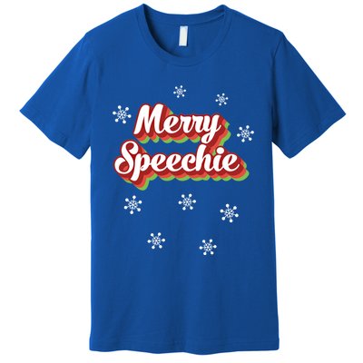 Cute Speech Therapist Christmas Retro Merry Speechie Holiday Funny Gift Premium T-Shirt