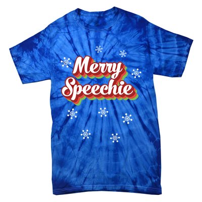 Cute Speech Therapist Christmas Retro Merry Speechie Holiday Funny Gift Tie-Dye T-Shirt