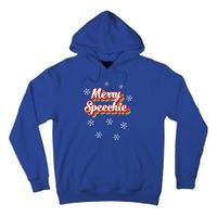 Cute Speech Therapist Christmas Retro Merry Speechie Holiday Funny Gift Tall Hoodie