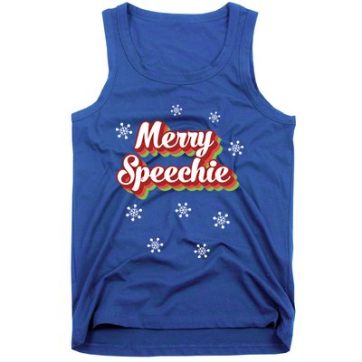 Cute Speech Therapist Christmas Retro Merry Speechie Holiday Funny Gift Tank Top