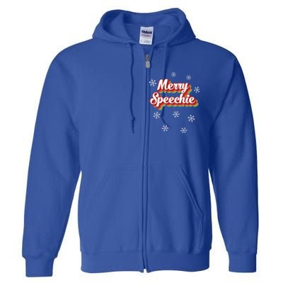 Cute Speech Therapist Christmas Retro Merry Speechie Holiday Funny Gift Full Zip Hoodie