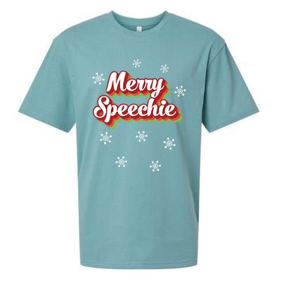 Cute Speech Therapist Christmas Retro Merry Speechie Holiday Funny Gift Sueded Cloud Jersey T-Shirt