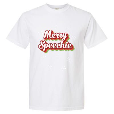 Cute Speech Therapist Christmas Retro Merry Speechie Holiday Funny Gift Garment-Dyed Heavyweight T-Shirt