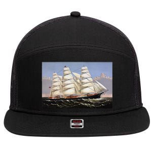 Clipper Ship Three Brothers 7 Panel Mesh Trucker Snapback Hat