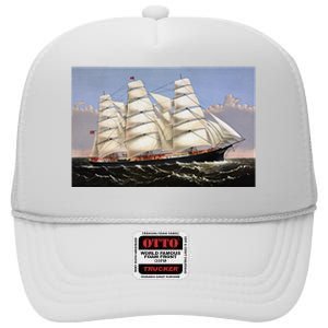 Clipper Ship Three Brothers High Crown Mesh Back Trucker Hat