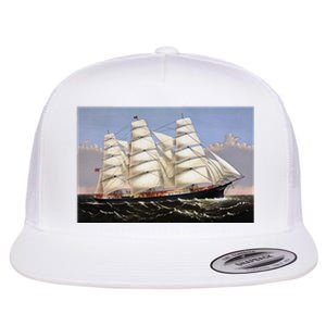 Clipper Ship Three Brothers Flat Bill Trucker Hat