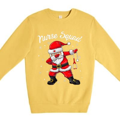 Christmas Scrub Tops Women Dabbing Santa Scrubs Nurse Squad Premium Crewneck Sweatshirt