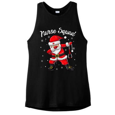 Christmas Scrub Tops Women Dabbing Santa Scrubs Nurse Squad Ladies PosiCharge Tri-Blend Wicking Tank