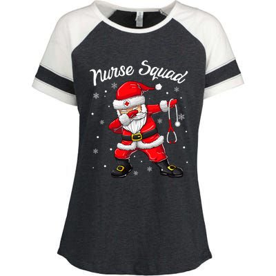 Christmas Scrub Tops Women Dabbing Santa Scrubs Nurse Squad Enza Ladies Jersey Colorblock Tee