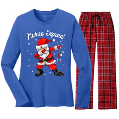 Christmas Scrub Tops Women Dabbing Santa Scrubs Nurse Squad Women's Long Sleeve Flannel Pajama Set 