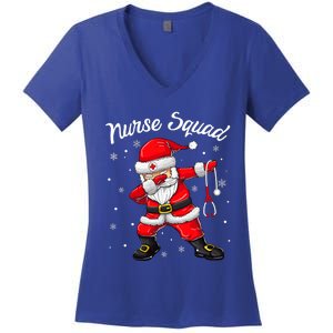 Christmas Scrub Tops Women Dabbing Santa Scrubs Nurse Squad Women's V-Neck T-Shirt