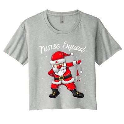 Christmas Scrub Tops Women Dabbing Santa Scrubs Nurse Squad Women's Crop Top Tee