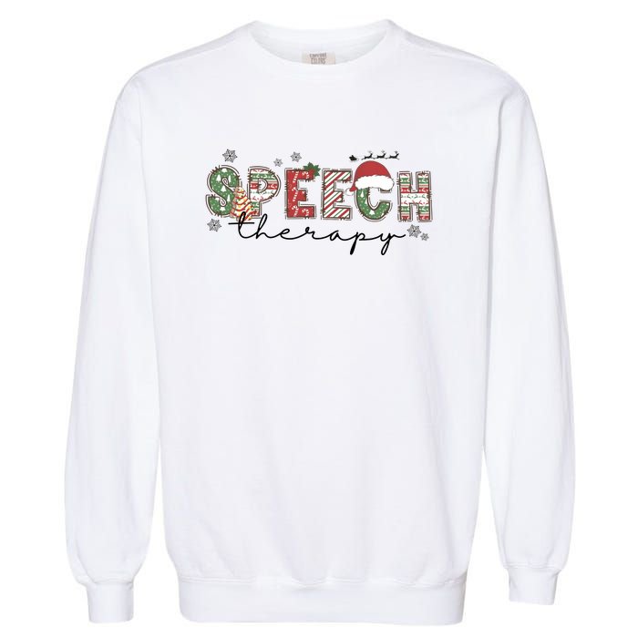 Christmas Speech Therapy Santa Claus Holiday Season Garment-Dyed Sweatshirt