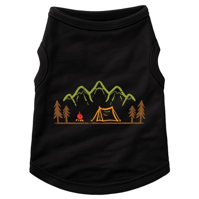 Camping Site Tent Trees Mountain Minimalistic Camp Doggie Tank