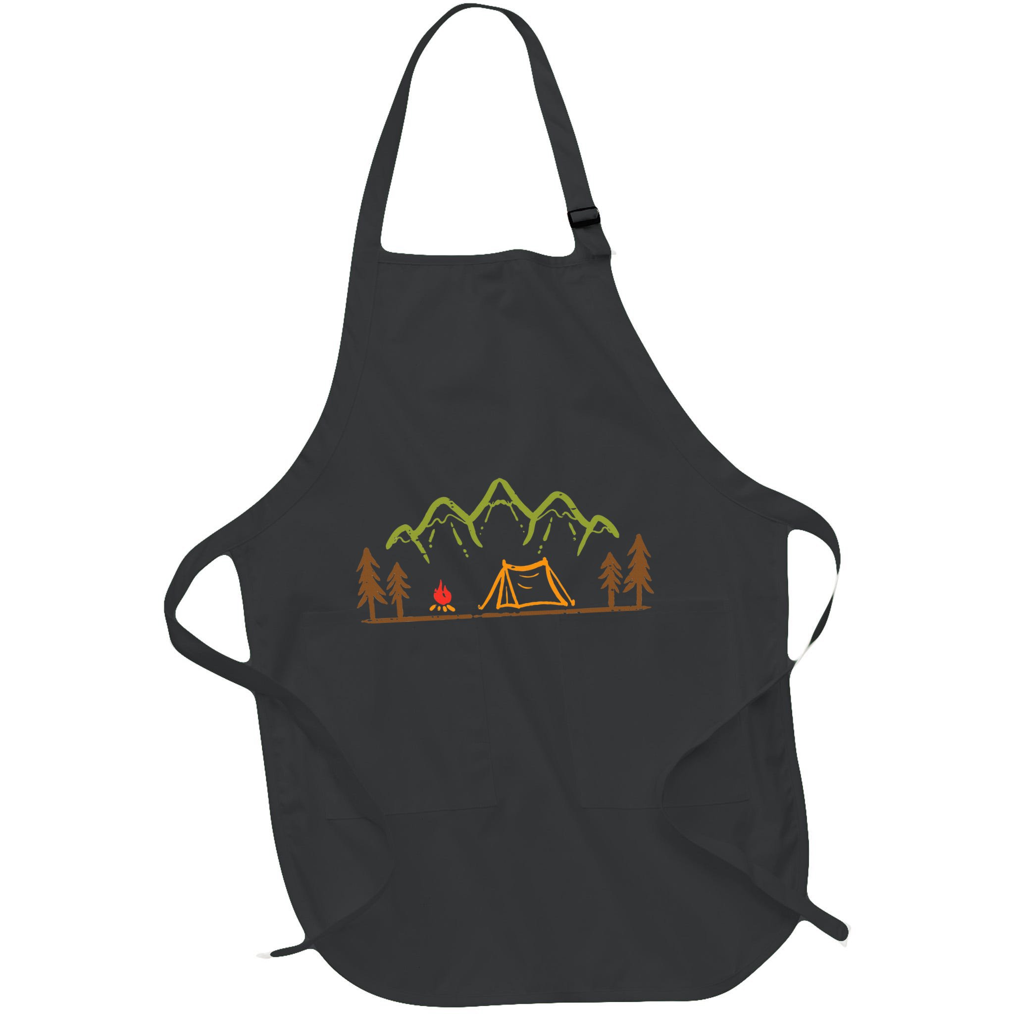 Camping Site Tent Trees Mountain Minimalistic Camp Apron