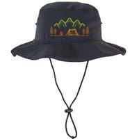 Camping Site Tent Trees Mountain Minimalistic Camp Bucket Hat